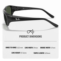 Thumbnail for Ray-Ban RB2016 DADDY-O II Rectangle Sunglasses With Eyewear Kit Bundle - High Bridge Fit - Ideal Formal and Casual Wear Retro Sunglasses