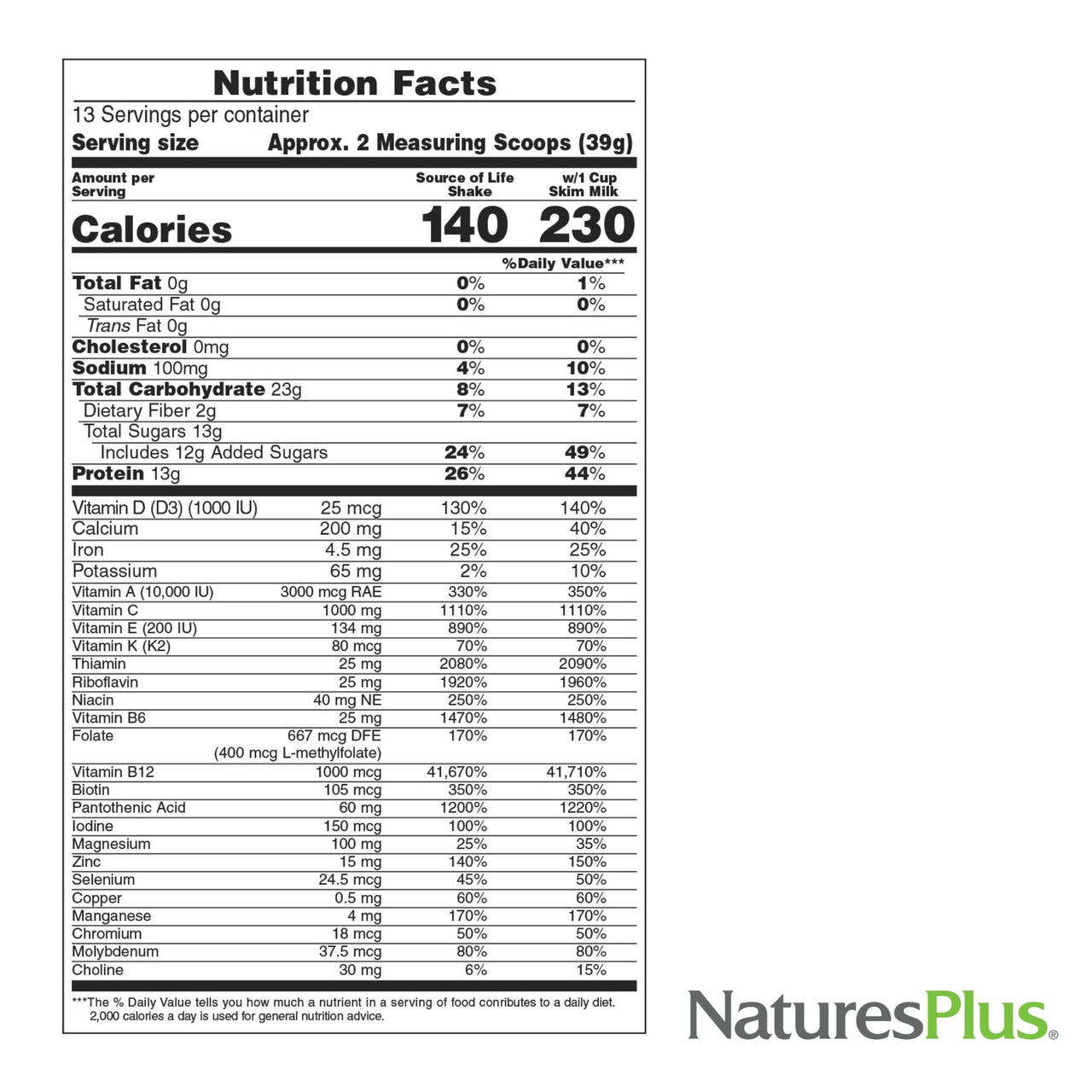 NaturesPlus Source of Life Energy Shake, Creamy Granola - 1.1 lbs - Provides 13g Complete Protein, Vitamins & Minerals - Non-GMO, Gluten Free, Vegetarian - 13 Total Servings