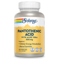 Thumbnail for SOLARAY Pantothenic Acid 500mg - Pantothenic Acid Supplement (Vitamin B5) - Essential B Complex Vitamin - Nervous System and Cellular Energy Support - Vegan, Gluten Free, 60-Day Guaratee, 100 Servings