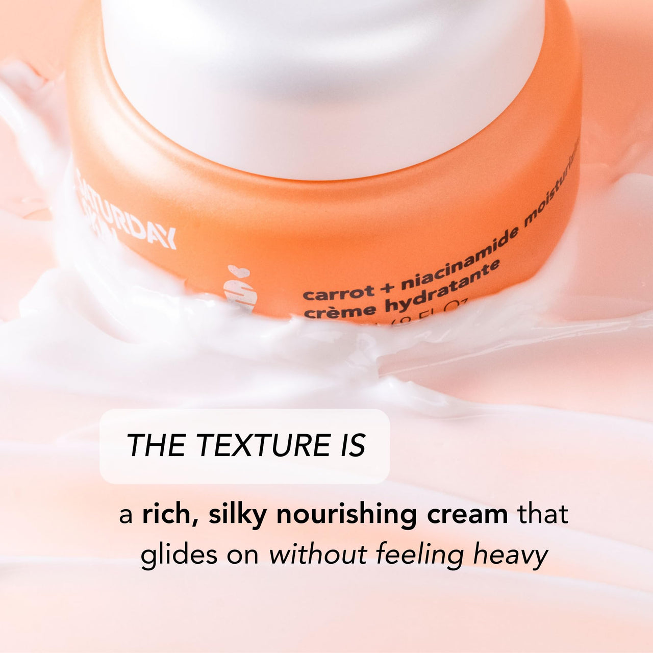 Saturday Skin Face Moisturizing Cream with Carrot, Niacinamide, Ceramides & Centella Asiatica, Peptide, Paraben-Free, Sulfates-Free, Fragrance-Free, Anti Wrinkle Facial Cream(1.61 Ounce)