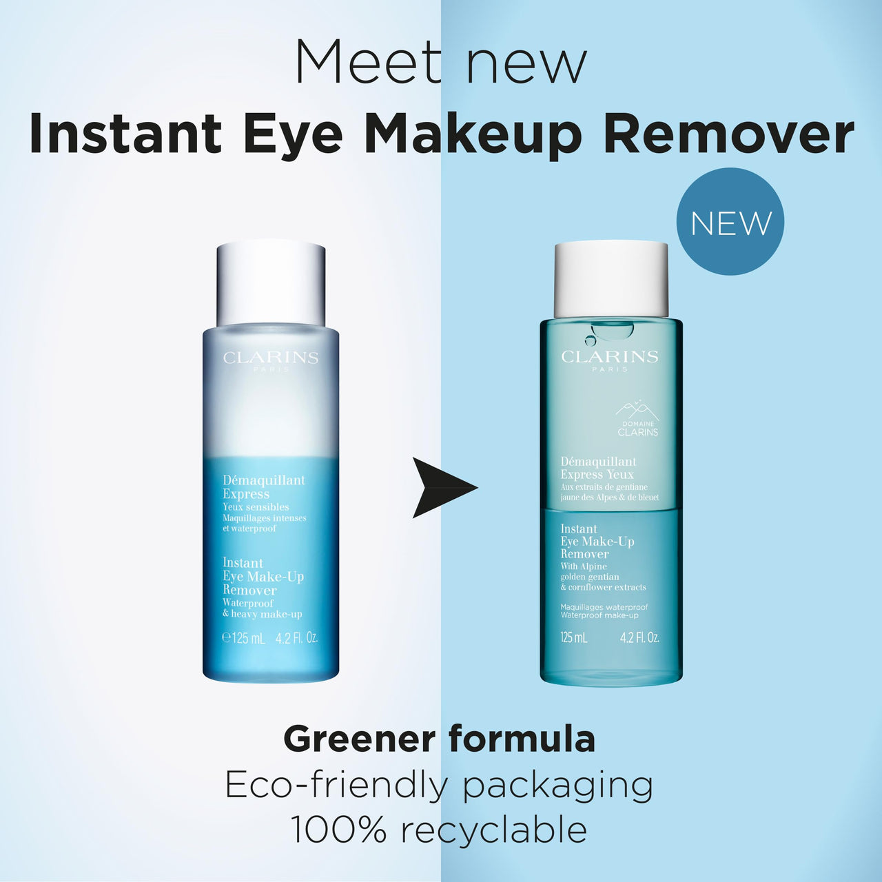 Clarins NEW Instant Eye Make-Up Remover | Bi-Phase Remover For Heavy and Waterproof Eye Make-Up | Cleanses, Softens, Hydrates | Conditions Lashes | Ophthalmologist Tested | All Skin Types | 4.2 Ounces