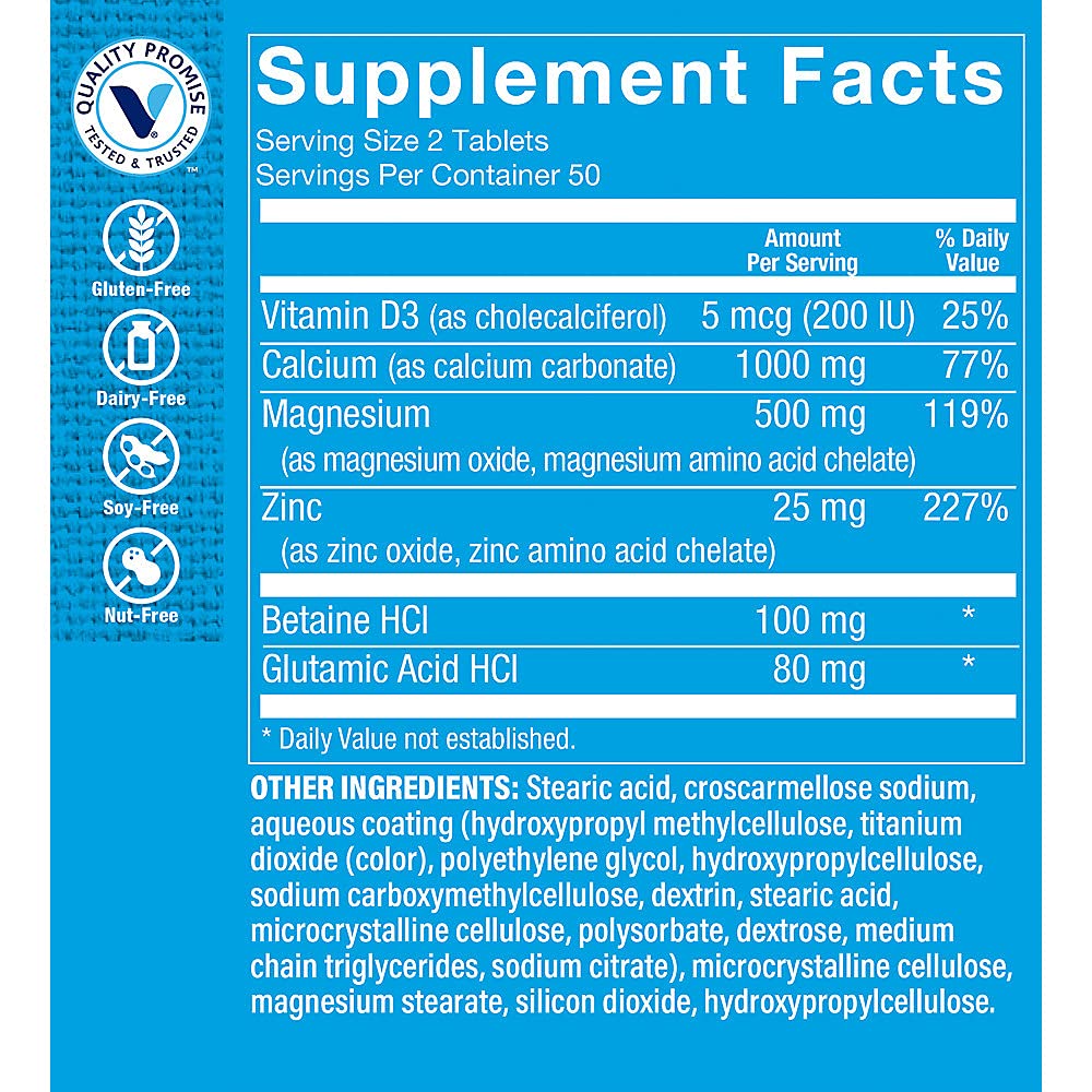 The Vitamin Shoppe Calcium, Magnesium, & Zinc with Vitamin D - Supports Healthy Bones & Teeth (100 Tablets)