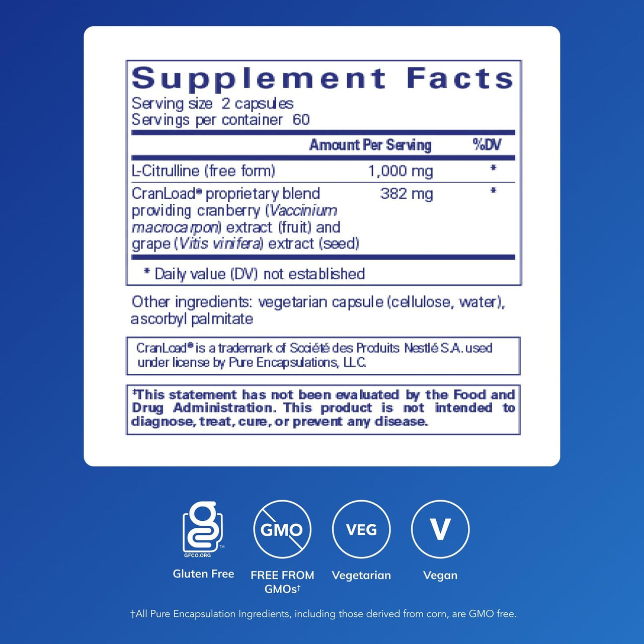 Pure Encapsulations Nitric Oxide Ultra (Capsules) - Supplement Supports Nitric Oxide Production, Healthy Blood Flow & Vascular Health* - with L-Citrulline & CranLoad Cranberry Extract - 120 Capsules
