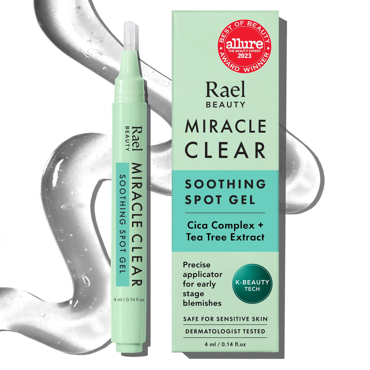 Rael Miracle Clear Spot Gel – Soothing Cream with Succinic Acid, Tea Tree, Calming Cica, Lightweight, Korean Skin Care (0.14 oz)