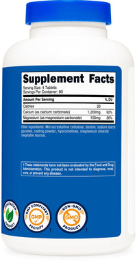 Thumbnail for Nutricost Calcium & Magnesium Carbonate 240 Tablets, 1200mg of Ca & 150mg of Mg per Serving, 60 Servings- Gluten Free, Non-GMO