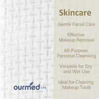 Thumbnail for Ourmed Life Face Towels, Disposable Biodegradable Facial Towels for Sensitive Skin, Lint- free Face Wipes for Washing Face, Skincare and Makeup Remover, Dry Wipes, 10