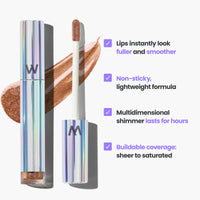 Thumbnail for Wonderskin Wonder Blading Top Gloss - Gold Lip Gloss, Non-Sticky, Hydrating Lipgloss & Long Lasting Glitter Lip Gloss For Women (Gold Glitter)