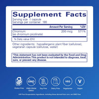 Thumbnail for Pure Encapsulations Chromium (Picolinate) 200 mcg | Hypoallergenic Supplement for Healthy Lipid and Carbohydrate Metabolism Support* | 180 Capsules