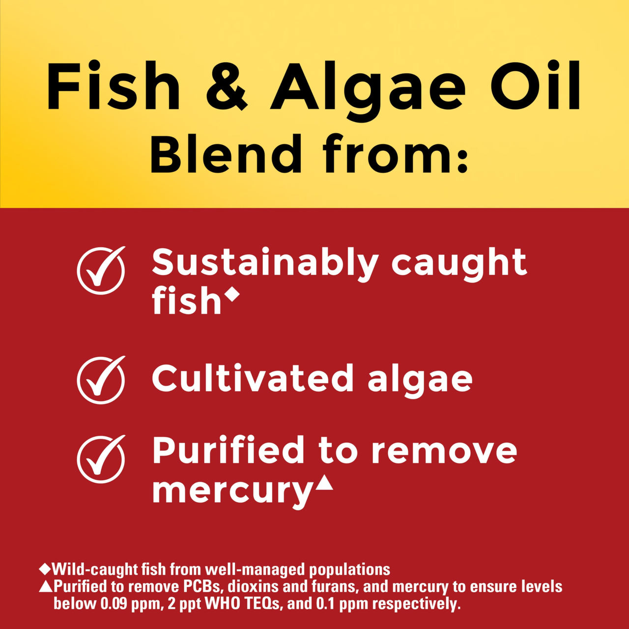 Nature Made Omega 3 Fish Oil and Algae Oil Supplements, 1200mg, Algae Oil & Fish Oil Blend, Omega 3 Supplement for Heart, Brain and Eyes Support, One Per Day, 60 Softgels