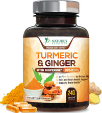 Thumbnail for Turmeric Curcumin Supplement - 95% Curcuminoids with Organic Turmeric & Ginger, BioPerine Black Pepper Extract for Best Absorption, Natural Vegan Joint Support, Non-GMO, Bottled in USA - 240 Capsules
