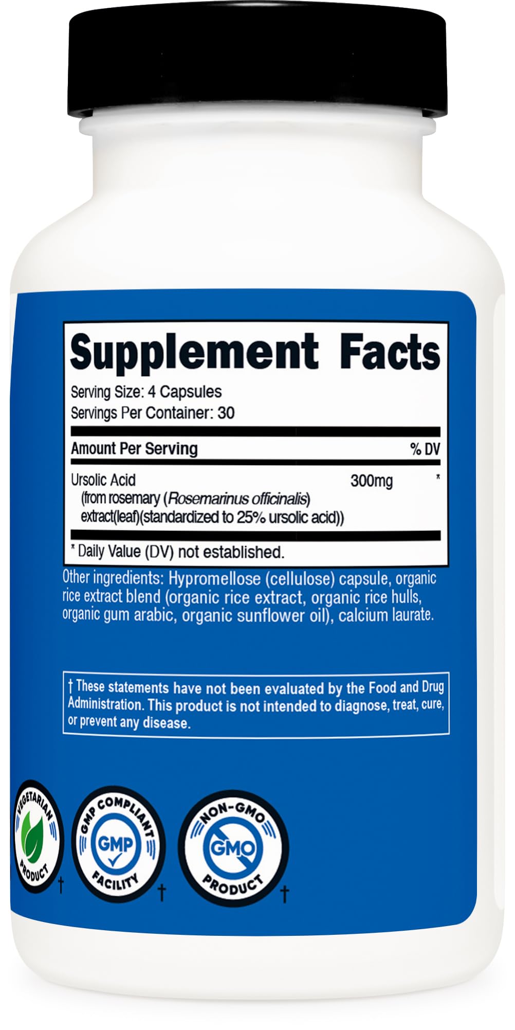 Nutricost Ursolic Acid 300mg, 120 Capsules - Vegetarian, Non GMO, Gluten Free, Soy Free