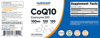 Thumbnail for Nutricost CoQ10 100mg, 120 Vegetarian Capsules, 120 Servings - High Absorption, Vegetarian, Non-GMO, Coenzyme Q10