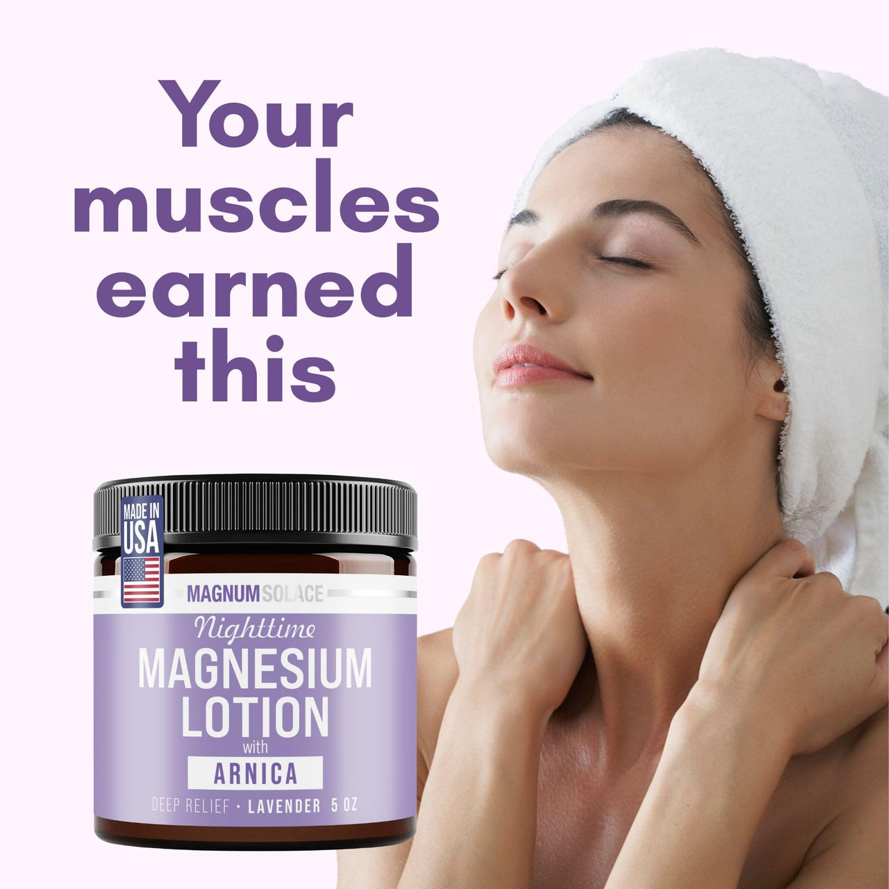 Magnum Solace Nighttime Magnesium Lotion with Arnica – Soothing Relief & Relaxation, Highly Concentrated Magnesium for Muscles & Joints – Apply to Legs or Feet Before Bed – Skin-Friendly