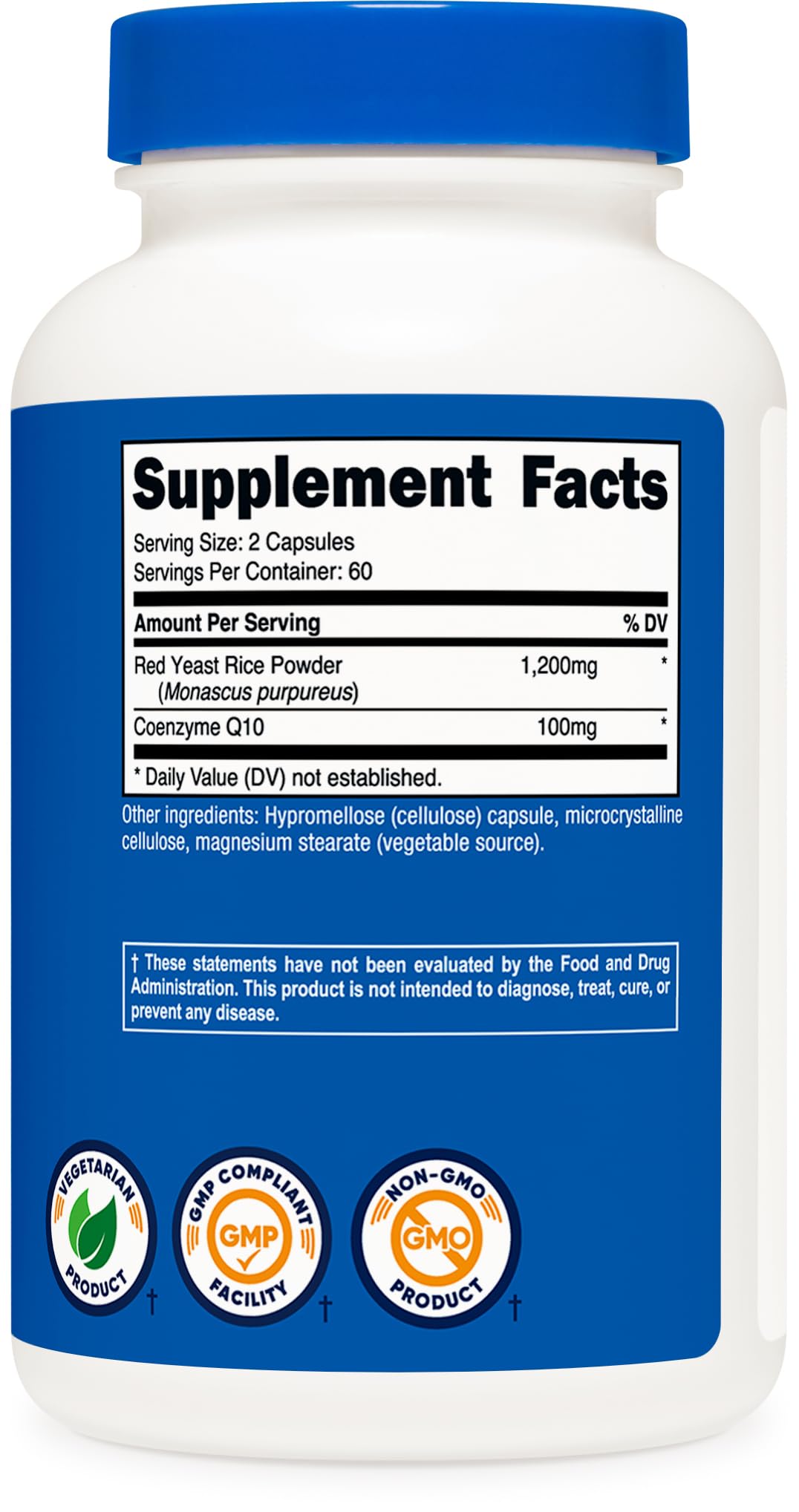 Nutricost Red Yeast Rice with CoQ10 1300mg, 120 Capsules, 60 Servings - Non-GMO, Gluten Free