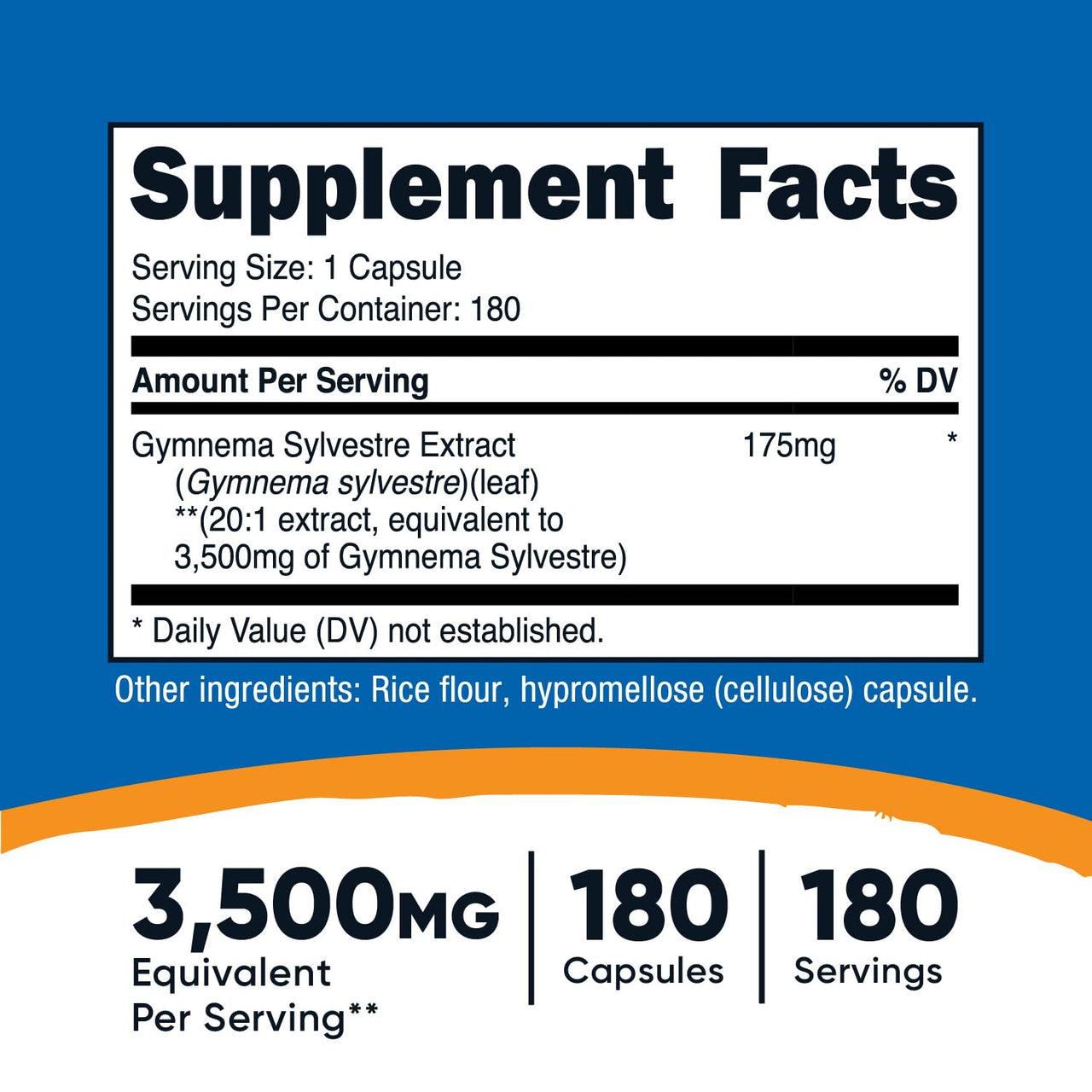 Nutricost Gymnema Sylvestre 3,500mg Equivalent from 175mg of 20:1 Extract Per Serving, 180 Capsules for 180 Servings Per Bottle - GMO Free, Gluten Free, and Vegetarian Friendly