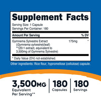 Thumbnail for Nutricost Gymnema Sylvestre 3,500mg Equivalent from 175mg of 20:1 Extract Per Serving, 180 Capsules for 180 Servings Per Bottle - GMO Free, Gluten Free, and Vegetarian Friendly