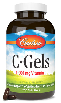 Thumbnail for Carlson - C-Gels, 1000mg, Vitamin C Softgels, Immune Support & Heart Health, Vitamin C Softgels, Antioxidant, Vitamin C Supplement, 250 Softgels