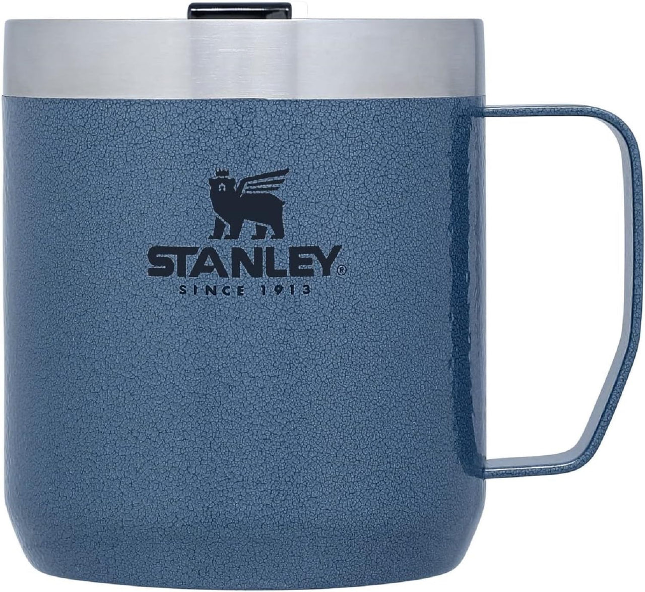 STANLEY Stay-Hot Camp Mug 12 oz, Press Fit Drink Through Lid, Cup for Coffee, Tea and Drinks, Insulated Stainless Steel Coffee Mug, BPA-Free, Hammertone Lake