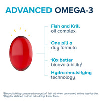 Thumbnail for Qunol Advanced Omega 3 Krill and Fish Oil Complex, 10x Better Bioavailability, One Pill Dose, 250mg EPA & DHA, Supports Brain, Eye, Heart and Joint Health, 90 Count (Pack of 1)