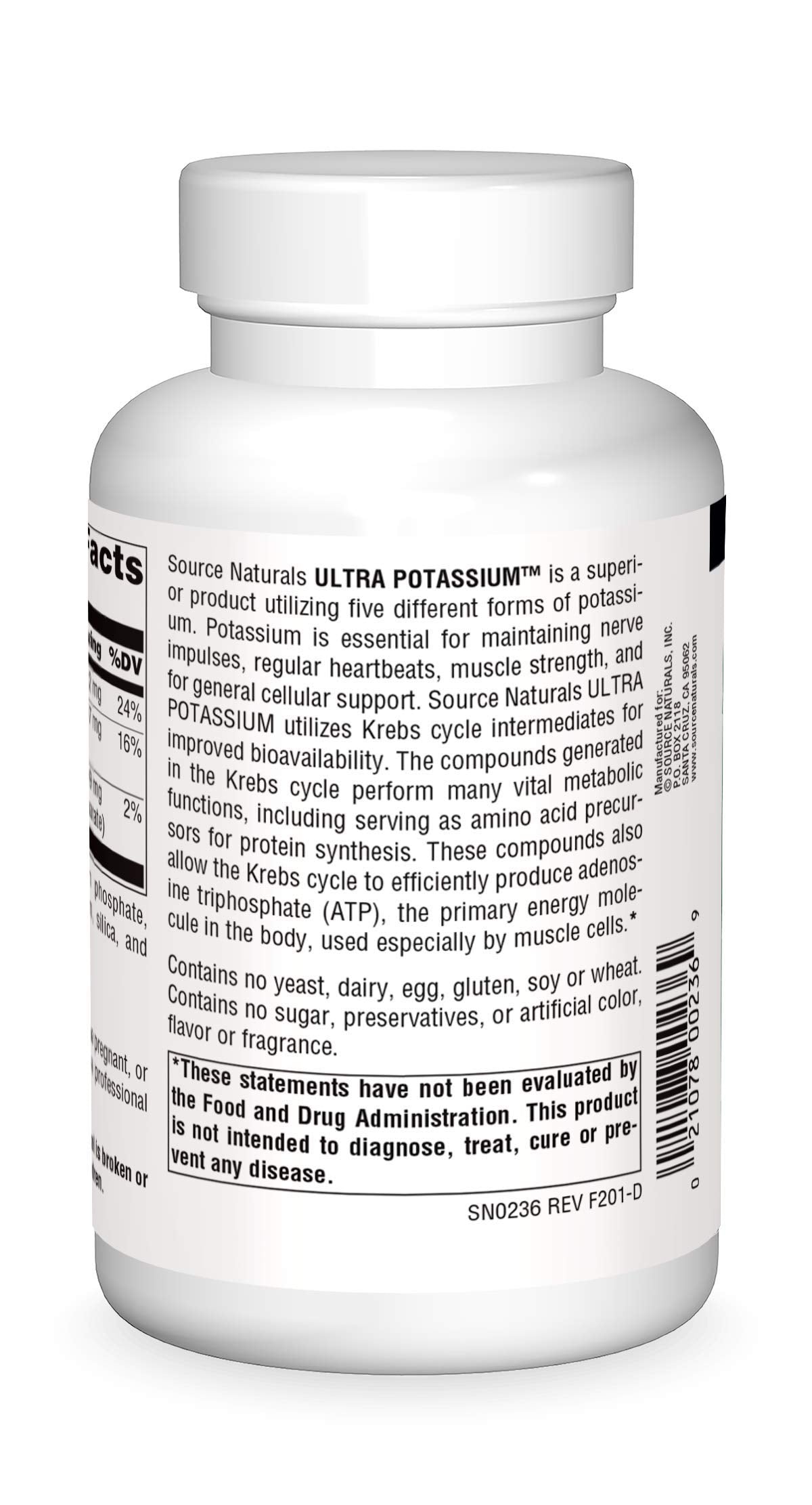 Source Naturals Ultra Potassium 99 mg Maintains Muscle & Nerve Function - Dietary Supplement - 200 Tablets