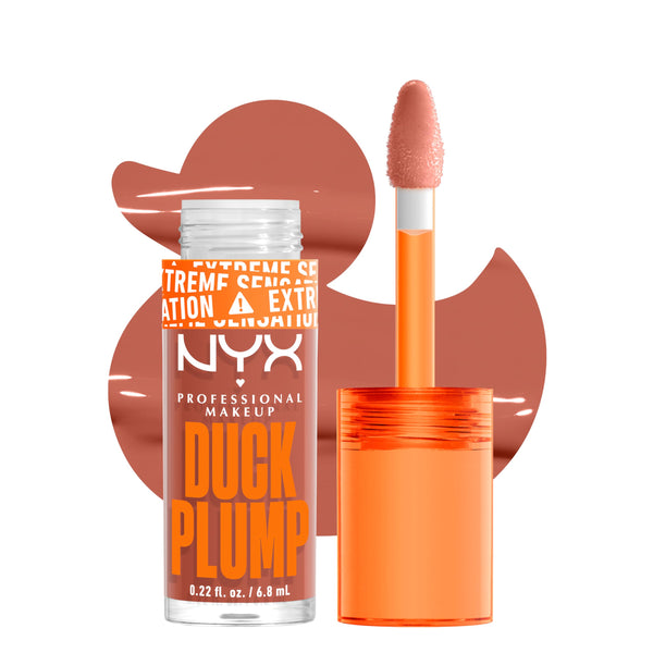 NYX PROFESSIONAL MAKEUP Duck Plump High Pigment Lip Gloss, Lip Plumper Gloss with Spicy Ginger - Apri-caught