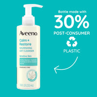 Thumbnail for Aveeno Calm + Restore Nourishing Oat Cleanser, Daily Hydrating Facial Cleanser & Face Wash for Sensitive Skin, Non-Foaming, Hypoallergenic, Non-Comedogenic, Fragrance-Free, 7.8 Fl Oz