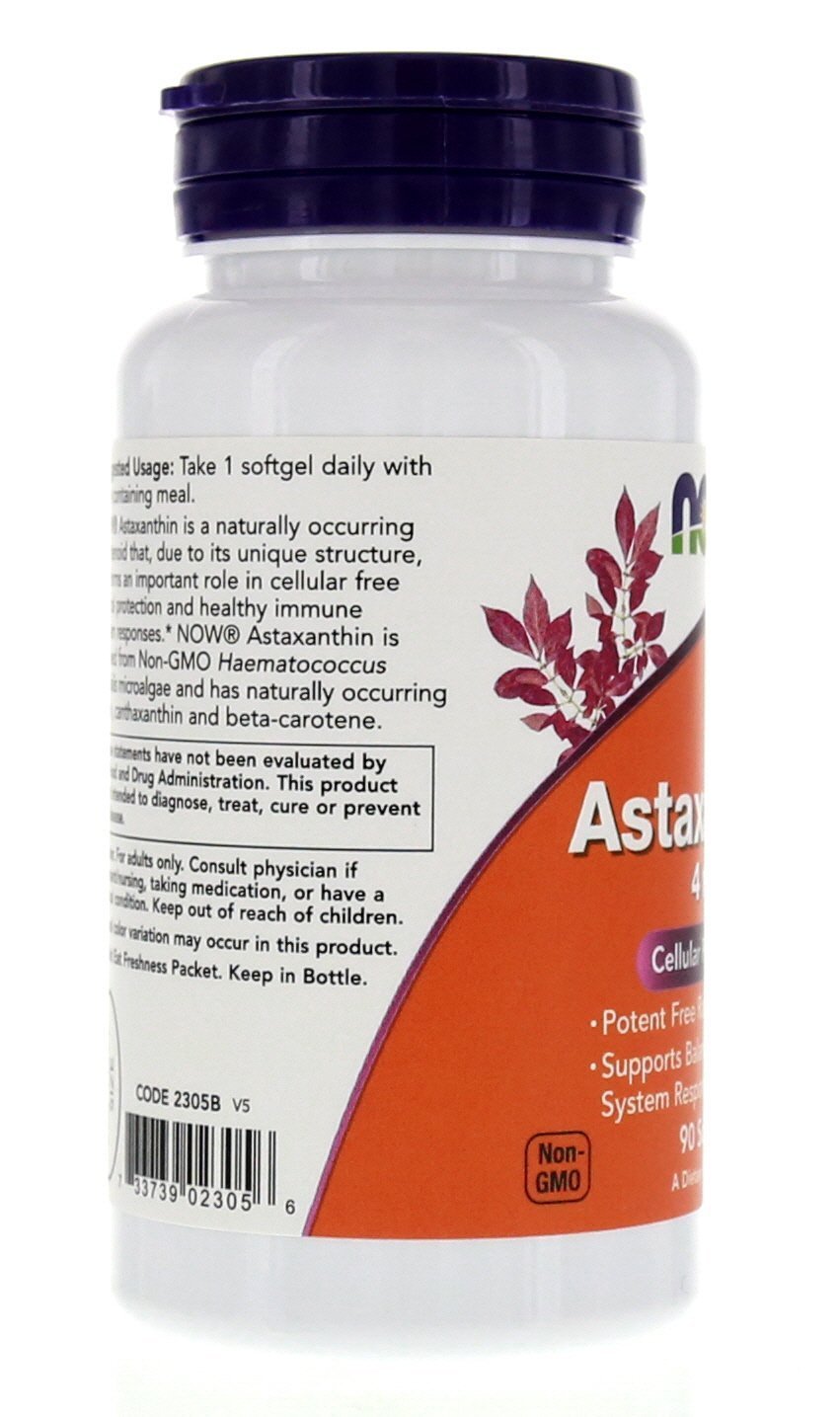 NOW Foods Astaxanthin 4mg 90 Softgels (Cellular Protection) (Pack of 2)