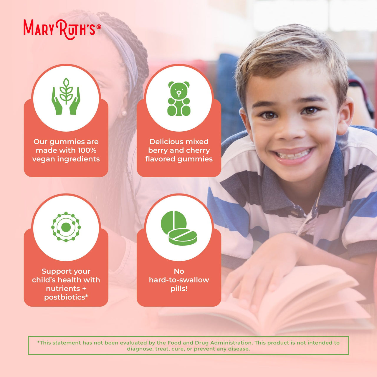 Kids Vitamins by MaryRuth's | USDA Organic | Multivitamin Gummies + Postbiotics for Ages 4+ | Multivitamin for Kids with Lactobacillus Rhamnosus | Children’s Vitamins | Vegan | Non-GMO | 60 Count