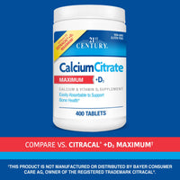 Thumbnail for 21st Century Vitamins Calcium Citrate Plus D3 Maximum Tablets, 400 Count