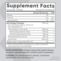 Thumbnail for Sports Research Keto Omega Fish Oil with Wild Sockeye Salmon, Antarctic Krill Oil, Astaxanthin & Coconut MCT Oil - 1200mg of EPA & DHA per Serving | Keto Certified & Non-GMO Verified (120 Softgels)