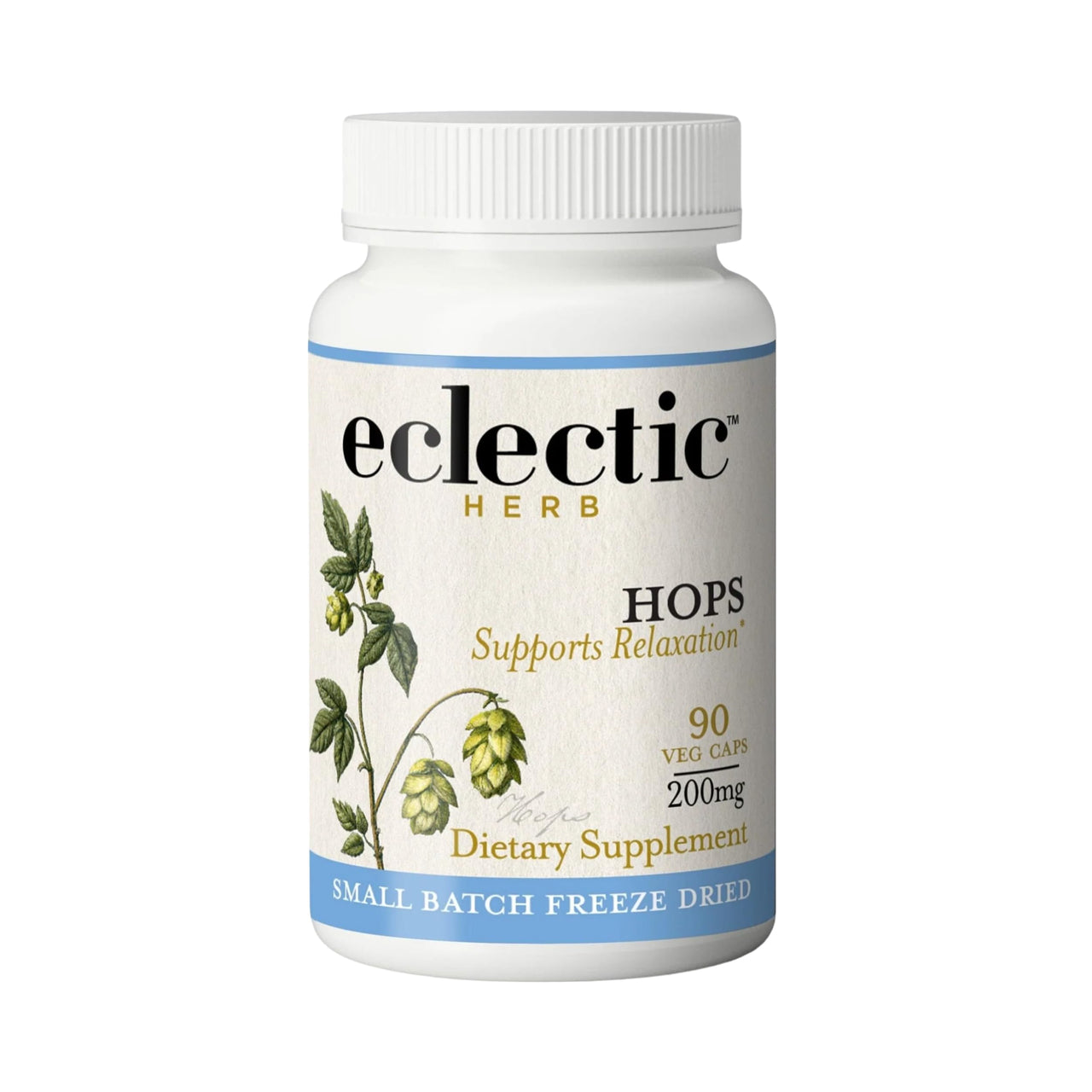 Eclectic Herb - Hops Capsules | Natural Relaxation & Sleep Support | Antioxidant Support | Herbal Supplement | Vegan, Non-GMO, Gluten Free, Freeze-Dried (90 CT | 200 mg)
