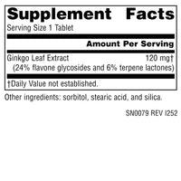 Thumbnail for Source Naturals Ginkgo-24 - Ginkgo Biloba Extract, 24% Flavone Glycosides 6% Terpene Lactones -120 mg - 60 Tablets