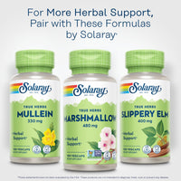 Thumbnail for SOLARAY Marshmallow Root Capsules 480 mg - Soothing Herbal Support w/Whole Marshmallow Root - High in Mucilage Soluble Fiber, Vegan, Non-GMO, Lab Verified, 60-Day Guarantee, 100 Servings, 100 VegCaps