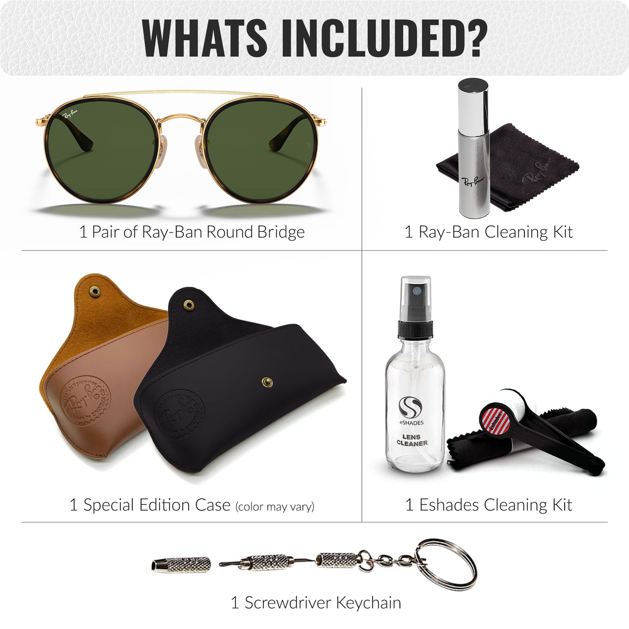 Ray-Ban RB3647N ROUND DOUBLE BRIDGE Round Shaped Non-Polarized Sunglasses for Men & Women – Includes Official RAYBAN Eyewear Kit – Ideal Formal & Casual Wear Sunglasses – G-15 Green Lens