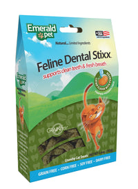 Thumbnail for Emerald Pet Feline Dental Stixx — Tasty and Crunchy Cat Sticks with Pumpkin for Digestive Health — Natural Grain Free Treats for Clean Cat Teeth and Fresh Breath — Catnip, 3.6 oz