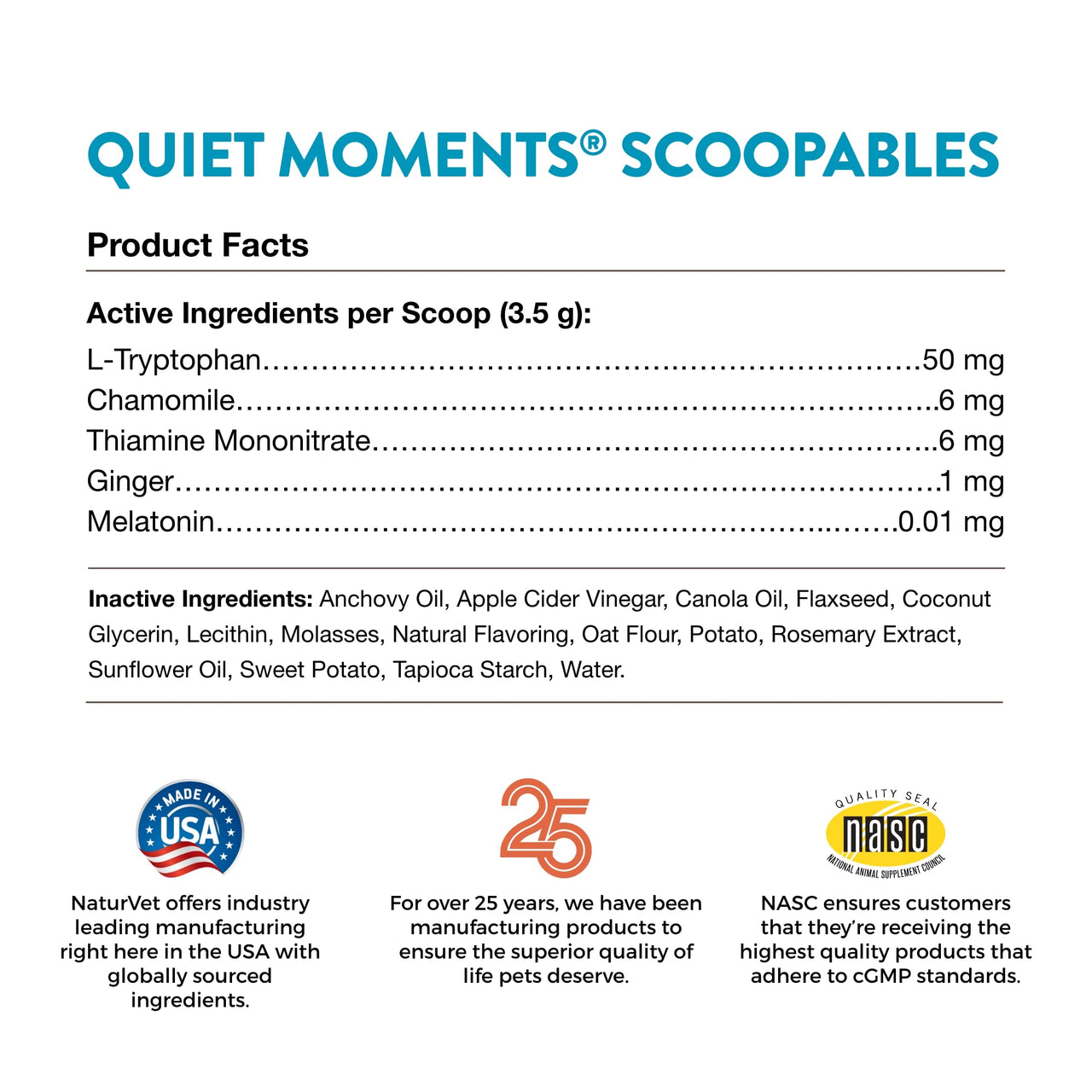 NaturVet Scoopables Quiet Moments Cat Calming Aid - Promotes Calm with Stressful Events Storms, Fireworks, Travel, Separation Anxiety - Cat Health Supplement w/Melatonin - Salmon Flavored | 5.5oz Bag