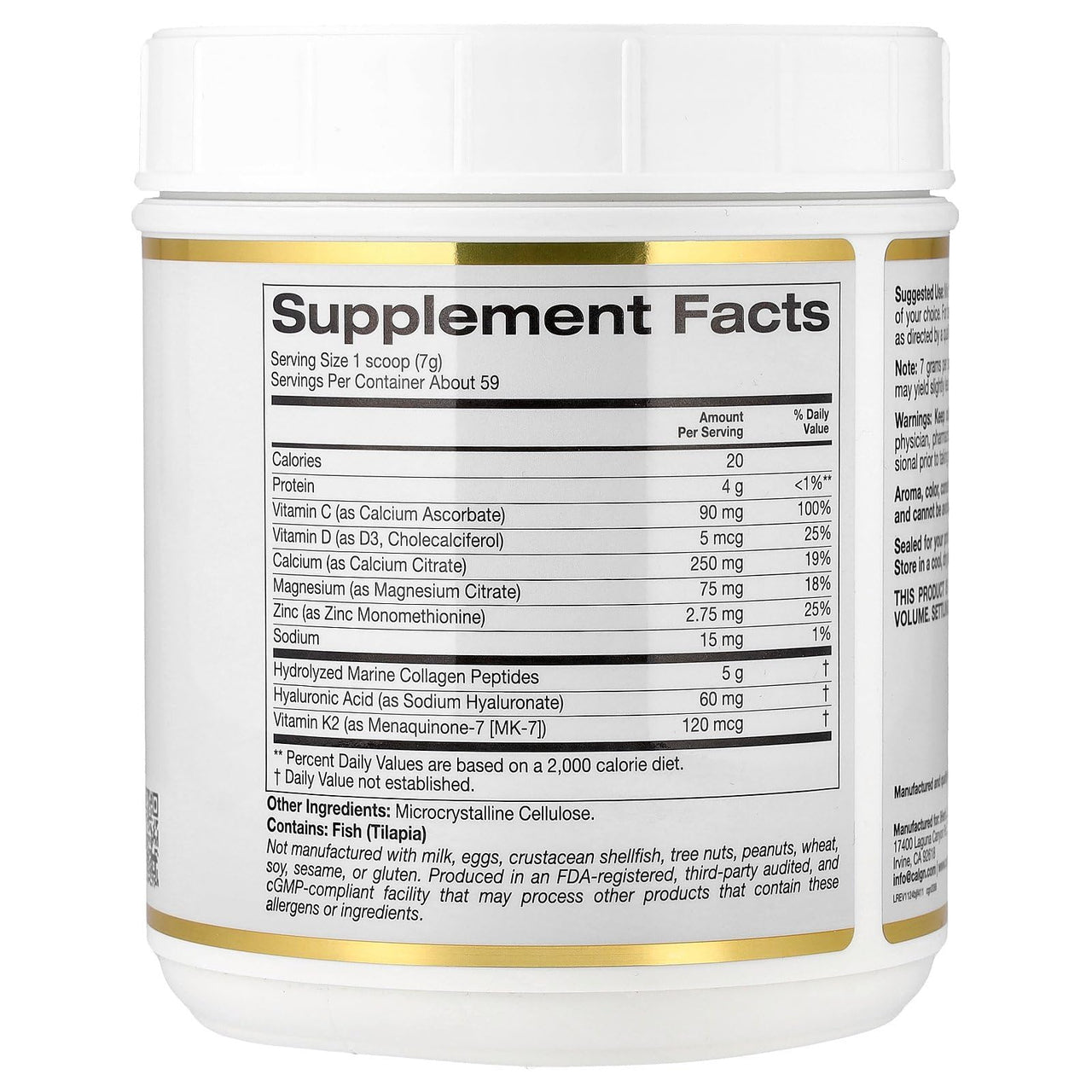 Bone Food by California Gold Nutrition, Unflavored Powder, Supports Bone Health, with Calcium, Vitamin D, Hyaluronic Acid, Collagen Peptides, 14.50 oz (411 g)