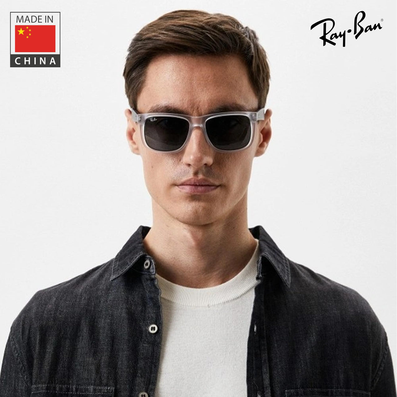Ray-Ban RB4165 JUSTIN COLOR MIX Square Shaped Non-Polarized Sunglasses for Men – Includes Official RAYBAN Eyewear Kit – Ideal Formal & Casual Wear Sunglasses – Grey Lens