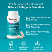 Thumbnail for CONCEIVE PLUS Ovulation Support | Myo-Inositol & D-Chiro Inositol for Women Fertility | PCOS Supplements for Reproductive Health Hormone Balance for Women | COQ10, Folic Acid, Ginger | 30 Day Supply