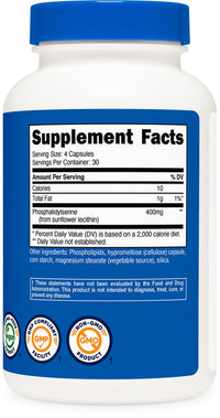 Thumbnail for Nutricost Phosphatidylserine 400mg, 120 Capsules - Soy Free, 30 Servings, Vegetarian Friendly, Non-GMO, Gluten Free