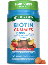 Thumbnail for Nature's Truth Biotin Gummies | 10000mcg | 50 Count | Vegan, Non-GMO & Gluten Free Supplement | Peach Flavor