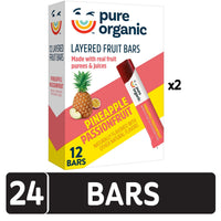 Thumbnail for Pure Organic Layered Fruit Bars, Gluten Free, Vegan Fruit Snacks, Pineapple Passionfruit (2 Boxes, 24 Bars)