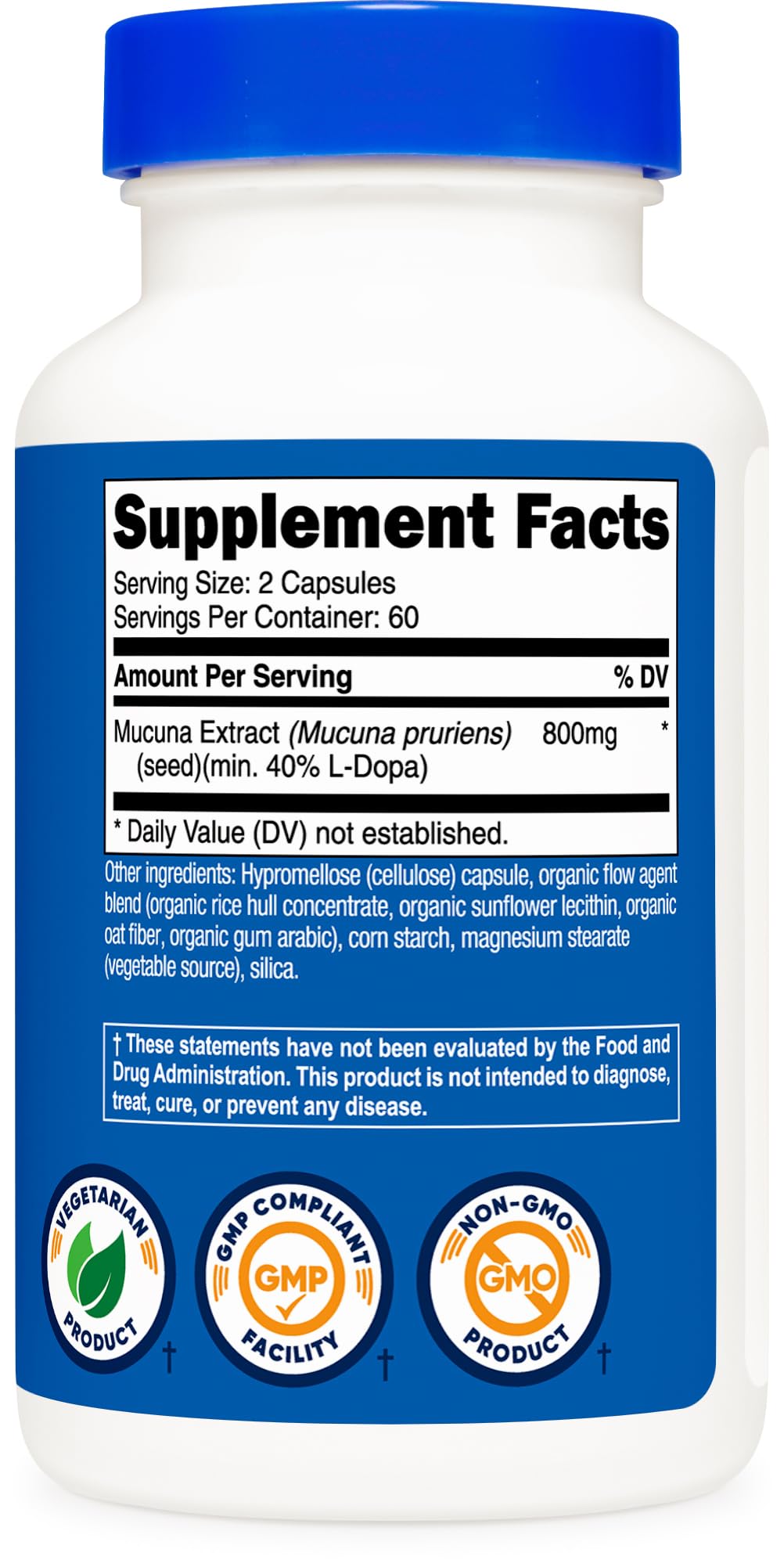 Nutricost Mucuna Pruriens 400mg, 120 Capsules - 800mg Per Serving, Veggie Caps, from Mucuna Pruriens Seed