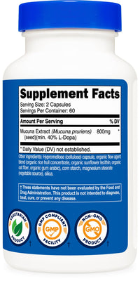 Thumbnail for Nutricost Mucuna Pruriens 400mg, 120 Capsules - 800mg Per Serving, Veggie Caps, from Mucuna Pruriens Seed
