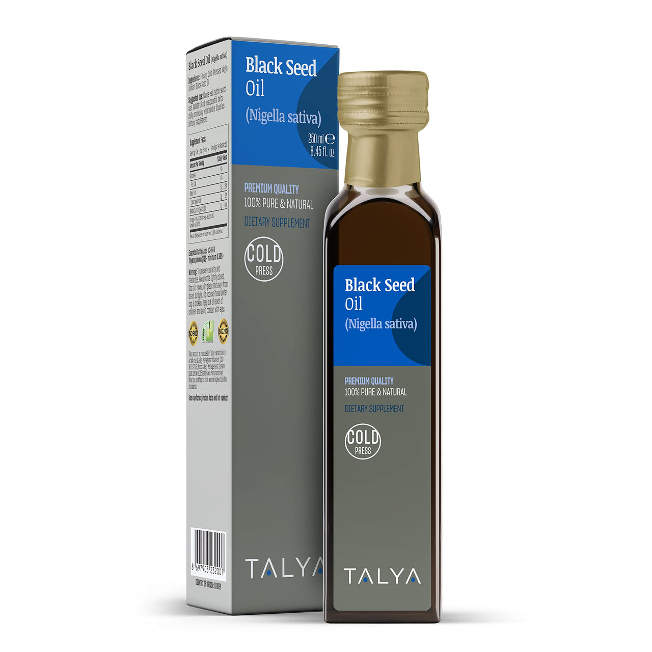 TALYA Black Seed Oil 8.45 fl. oz (250 ml) - Liquid Black Seed Oil - Dietary Supplement - Immune Support - High Thymoquinone - Cold Pressed - Pure Turkish Black Seed Oil - Non-GMO - Glass Bottle