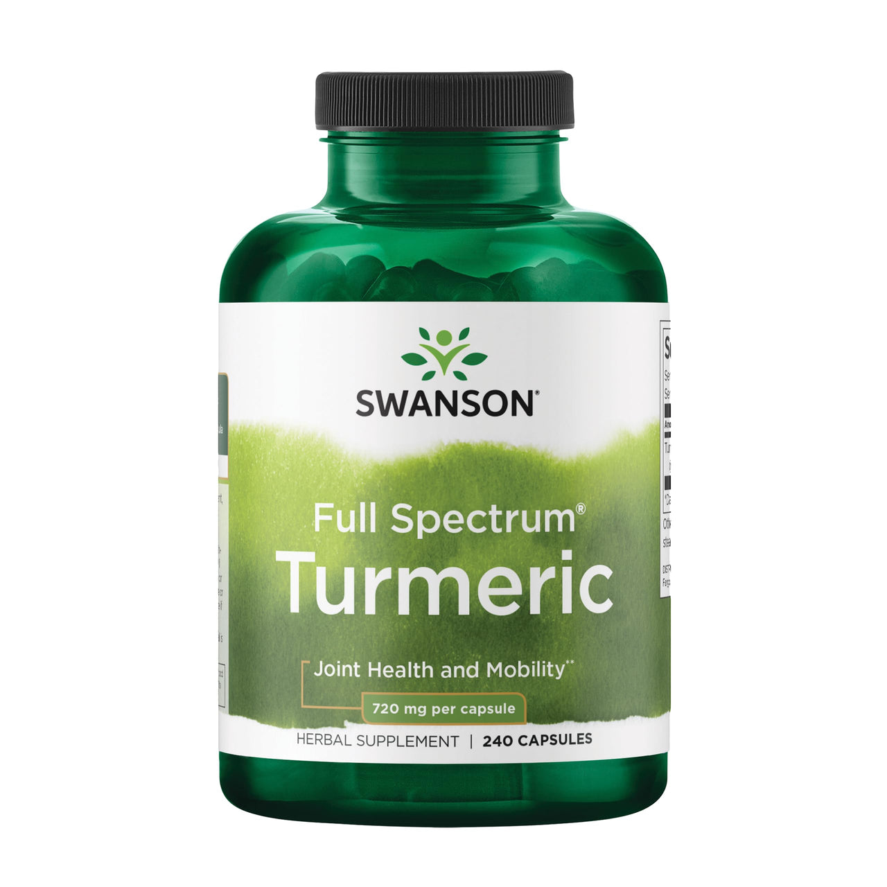 Swanson Turmeric Antioxidant, Joint Health, Cardiovascular, Liver Detox, Mood and Memory Support Supplement Curcuma Longa (Rhizome) 720 mg, 240 Capsules, 120 Servings, 1.44 Grams per Serving