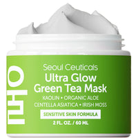Thumbnail for SeoulCeuticals Korean Skin Care Face Mask for Sensitive Skin - Korean Skincare Green Tea Wash Off Masks - K Beauty Face Masks - Aloe Vera Mask + Centella Asiatica Hydrating Facial Spa Mask 2oz