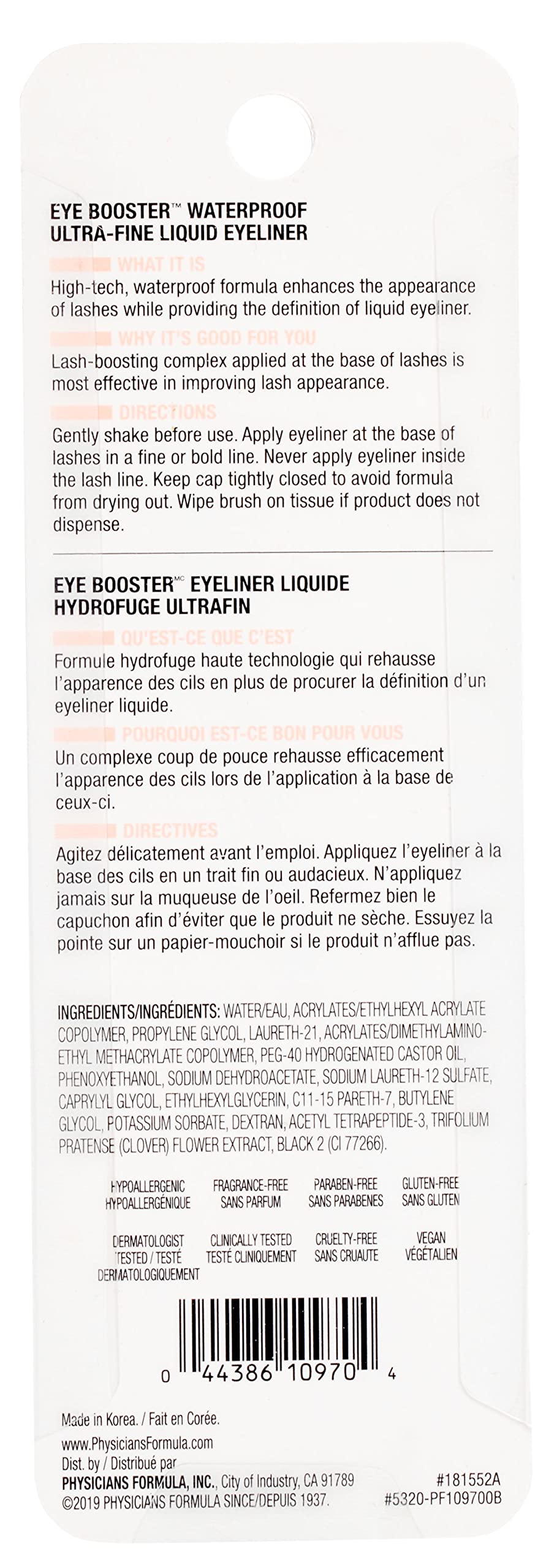 Physicians Formula Eye Booster, Lash-Enhancing 2-in-1 Eyeliner Serum, Dermatologist Approved, Hypoallergenic, Cruelty-Free & Vegan - Deep Brown
