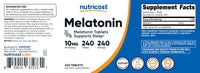 Thumbnail for Nutricost Melatonin 10mg, 240 Tablets - 10mg Per Serving, Non-GMO, Gluten Free