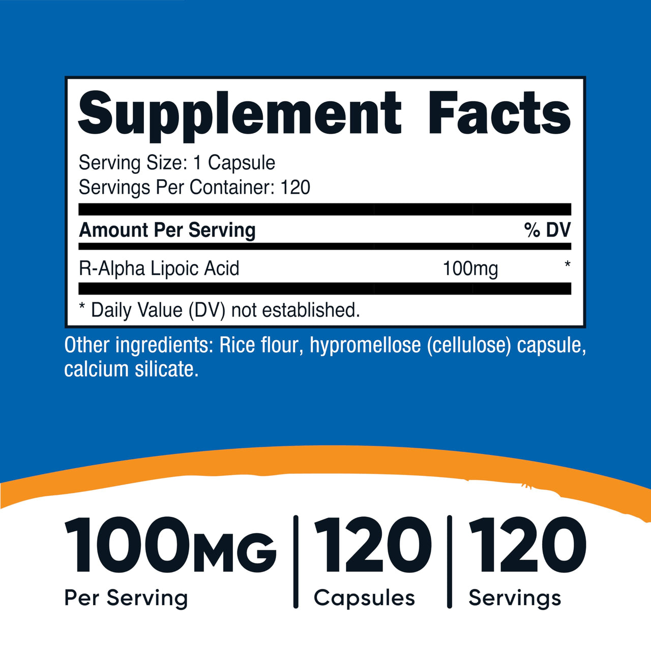 Nutricost R-Alpha Lipoic Acid 100mg, 120 Capsules - Veggie Capsules, Non-GMO, Gluten Free
